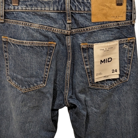 Rag & Bone Rosa Mid Rise Boyfriend Rigid Women's Jeans in Clover (24) - Picture 6 of 8